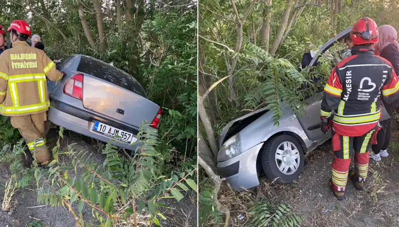 Balıkesir'de Otomobil Şarampole Uçtu: Kazada İki Kişi Yaralandı